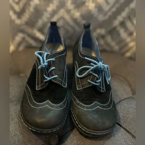 Jambu Black Teal Leather Wingtip Oxford San Fran Lace Up Shoes Womens 8